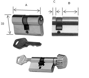 Cilindro europeu 26+10+4 latao niquelado